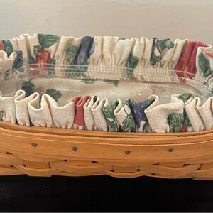 Longaberger 1998 Lavender Booking Basket Combo W/Protector, Fruit Fabric Liner
